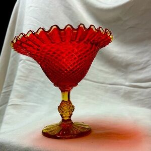 Vintage Jeanette amberina compote.